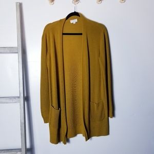 LOFT GOLDEN YELLOW BROWN CARDIGAN SIZE MEDIUM